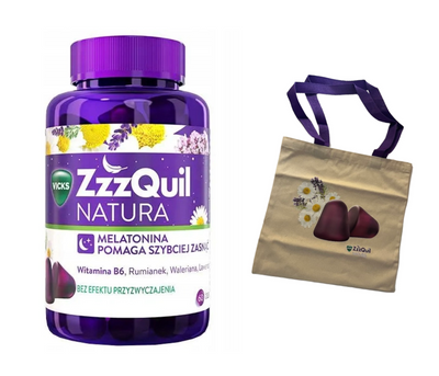 Vicks ZzzQuil Owocowe żelki z melatoniną 60 szt. + eko torba GRATIS
