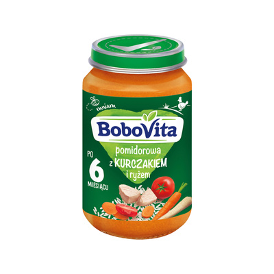 BoboVita Pomidorowa z kurczakiem i ryżem po 6 miesiącu 190 g