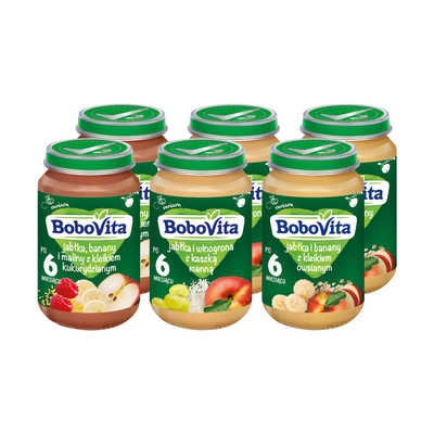 BoboVita zestaw do rozszerzania diety deserki po 6 miesiącu 6 x 190 g