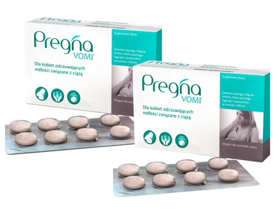 Pregna VOMI Guma do żucia redukująca dyskomfort spowodowany mdłościami ZESTAW 2 x 16 sztuk