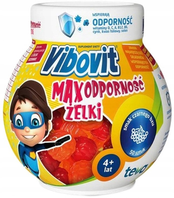 Vibovit Max Odporność Żelki powyżej 4 lat smak czarnego bzu 50 sztuk