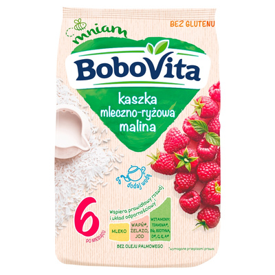 BoboVita Kaszka mleczno-ryżowa o smaku malinowym po 6 miesiącu 230g