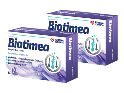 Rodzina Zdrowia Biotimea BIOTYNA CYNK SELEN PIĘKNE WŁOSY ZESTAW 2 x 60 tabletek