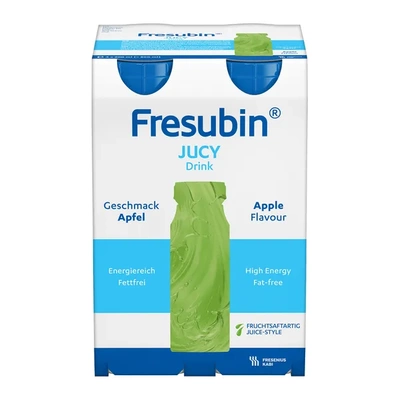 Fresubin Jucy Drink, smak jabłkowy, 8 x 200 ml. Żywność specjalnego przeznaczenia medycznego. Zaburzenia wchłaniania tłuszczu