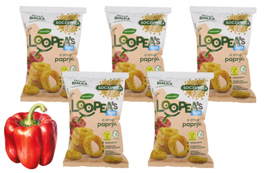 Loopea's chrupki z soczewicy o smaku papryki ZESTAW 5 x 50 g