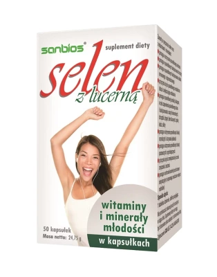 SANBIOS Selen z lucerną WITAMINY I MINERAŁY MŁODOŚCI 50 kapsułek