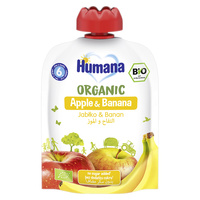 Humana Organic Mus jabłko & banan po 6. miesiącu ZESTAW 6 x 90 g + ŁYŻECZKA DO MUSÓW GRATIS!