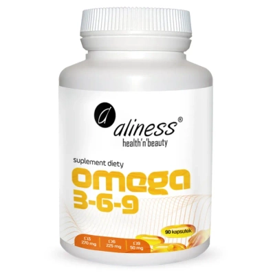 Aliness Omega 3-6-9 270/225/50 mg OLEJ LNIANY DHA 90 kapsułek