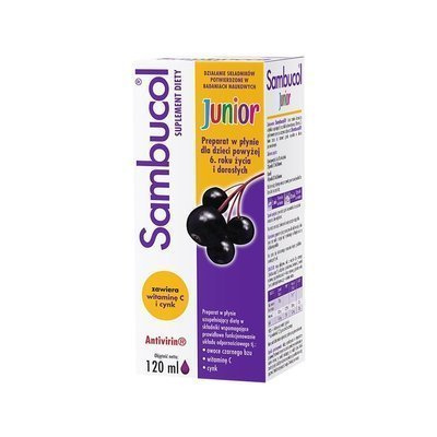 Sambucol Junior, płyn dla dzieci po 6 roku życia i dorosłych 120 ml