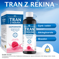 Tran z rekina smak malinowy ODPORNOŚĆ, bez cukru 250 ml