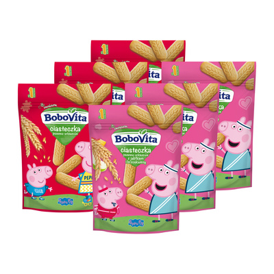 BoboVita Ciasteczka Peppa Pig pszenno-orkiszowe różne smaki mix ZESTAW 6 x 150 g