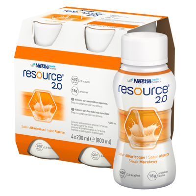 Nestlé Resource 2.0 Preparat odżywczy w płynie smak morelowy 800 ml (4 x 200 ml)