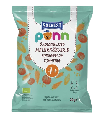 SALVEST Põnn BIO Chrupki zestaw różne smaki truskawka mango pomidor różne kształty 6 x 20 g