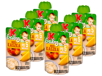 Kubuś Baby Mus+kaszka po 5 miesiącu jabłko banan ZESTAW 6 x 100 g