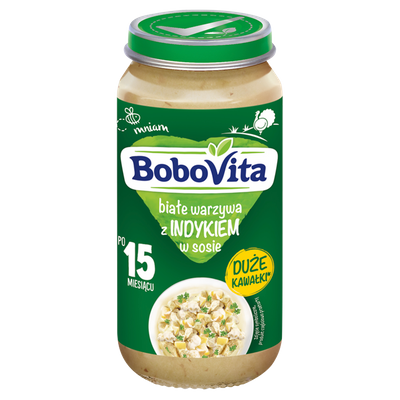 BoboVita Białe warzywa z indykiem w sosie po 15 miesiącu 250 g