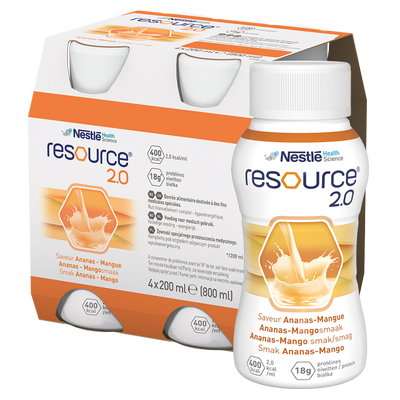 Nestlé Resource 2.0 Preparat odżywczy w płynie smak ananas-mango 800 ml (4 x 200 ml)