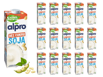 Alpro Napój sojowy niesłodzony ZESTAW 16 x 1 L