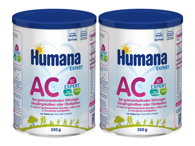 Humana Expert AC Żywność specjalnego przeznaczenia medycznego od urodzenia na kolki i zaparcia ZESTAW 2 x 350 g