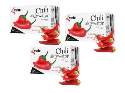 VIRDE Chili aktywator ODCHUDZANIE PAMIĘĆ KONCENTRACJA ZESTAW 3 x 90 tabletek
