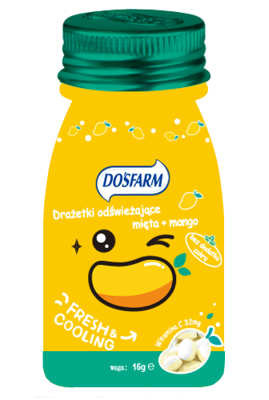 Dosfarm drażetki odświeżające o smaku mango i mięty z witamina C 16 g