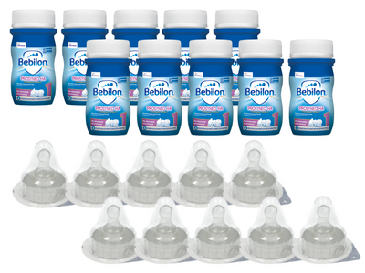 Bebilon Prosyneo HA 1 Mleko początkowe dla niemowląt od urodzenia w płynie RTF 10 x 90 ml + 10 jednorazowych smoczków krótka data