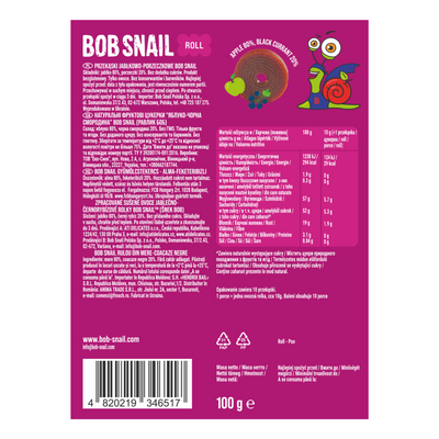 Bob Snail Rollsy owocowe Jabłko Czarna Porzeczka 100 g