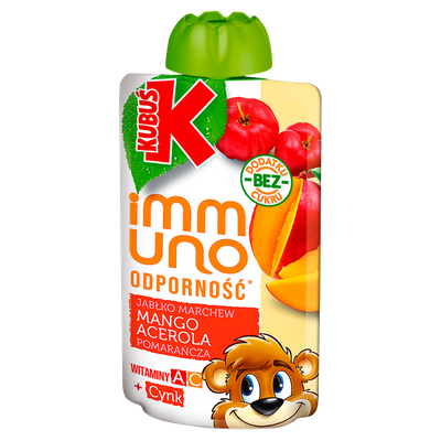 Kubuś Immuno Odporność Mus jabłko mango marchew pomarańcza acerola 100 g