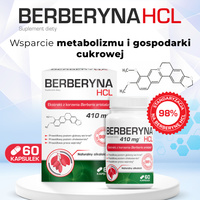 Berberyna HCL ODCHUDZANIE APETYT WĄTROBA 410 mg 60 kapsułek