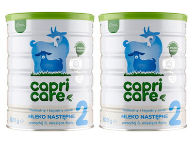 Capricare 2 - mleko następne, powyżej 6 miesiąca, oparte na mleku kozim ZESTAW 2 x 800 g + 2 SASZETKI GRATIS!