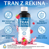 Tran z rekina smak malinowy ODPORNOŚĆ, bez cukru 250 ml