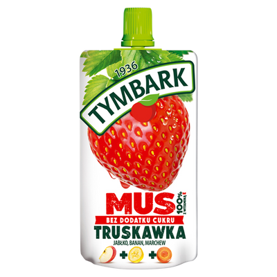 Tymbark Mus 100 % z owoców i marchwi truskawka jabłko banan marchew 120 g