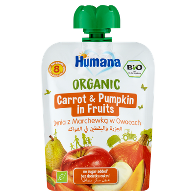 Humana Organic Mus dynia z marchewką w owocach po 8. miesiącu 90 g