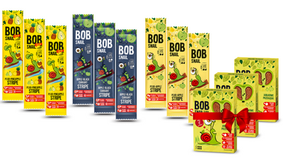 BOB SNAIL zdrowa przekąska mix smaków 14g 9 sztuk + 3 x BOB SNAIL 60 g GRATIS!