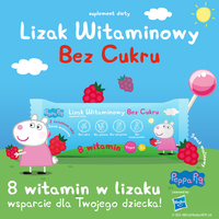 Lizaki witaminowe Świnka Peppa BEZ CUKRU smak malinowy 1 sztuka