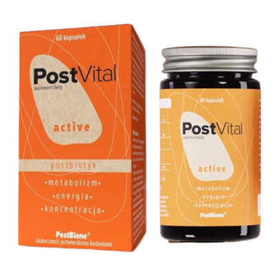 PostVital postbiotyk active metabolizm energia żeń szeń 60 kapsułek