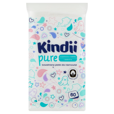 Kindii Pure Bawełniane płatki dla niemowląt ZESTAW 3 x 60 sztuk