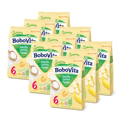 BoboVita Kaszka ryżowa o smaku bananowym po 6 miesiącu ZESTAW 9x180g