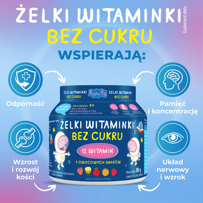Żelki Witaminki "Świnka Peppa" BEZ CUKRU dla dzieci 30 żelek	