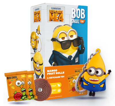 Bob Snail Eat&Fun zdrowa przekąska owocowa 2 x 20 g + BRELOK MINIONKI