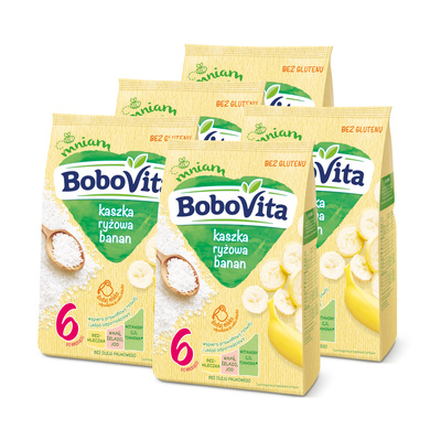 BoboVita Kaszka ryżowa o smaku bananowym po 6 miesiącu ZESTAW 5x180g