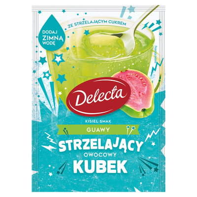 Delecta owocowy kubek kisiel na zimno ze strzelającym cukrem smak GUAWA 34 g