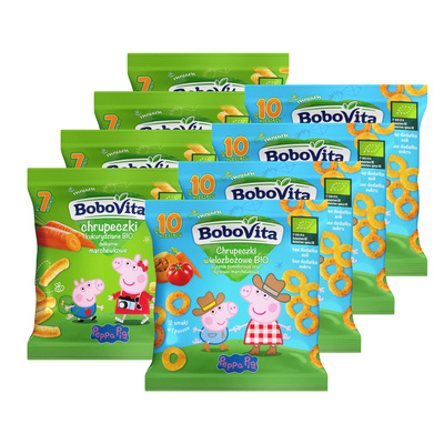 BoboVita Peppa Pig chrupeczki pomidorowe i marchewkowe ZESTAW 8 x 20 g