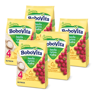 BoboVita Kaszka ryżowa malina po 6 miesiącu ZESTAW 5x180g