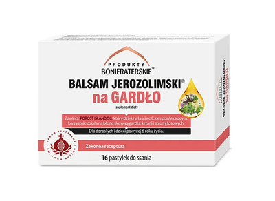 Balsam Jerozolimski na GARDŁO, POROST ISLANDZKI ZESTAW 2 x 16 pastylek do ssania