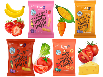 Ella's Kitchen BIO zestaw chrupek owocowe i warzywne RÓŻNE SMAKI 4 sztuki