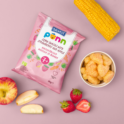 SALVEST Põnn BIO Chrupki zestaw różne smaki truskawka mango pomidor różne kształty 6 x 20 g