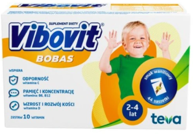 Vibovit Bobas, dla dzieci w wieku od 2 do 4 lat smak waniliowy 44 saszetki