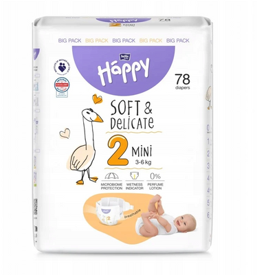 Bella Baby Happy Pieluszki jednorazowe 2 mini 3-6 kg 78 sztuk