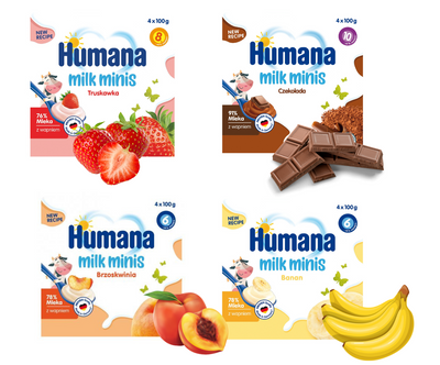 Humana Milk Minis zestaw deserków mix smaków dla dzieci 16 x 100 g