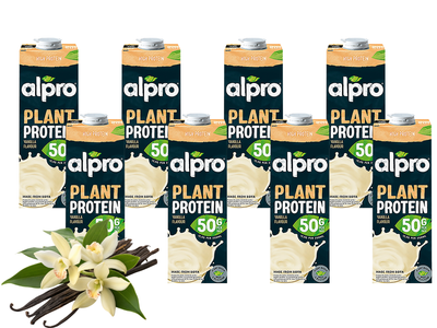 Alpro Napój sojowy o smaku waniliowym proteinowy wysokobiałkowy ZESTAW 8 x 1 L